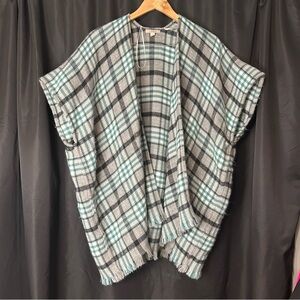 LOFT Plaid Scarf in Gray and Teal